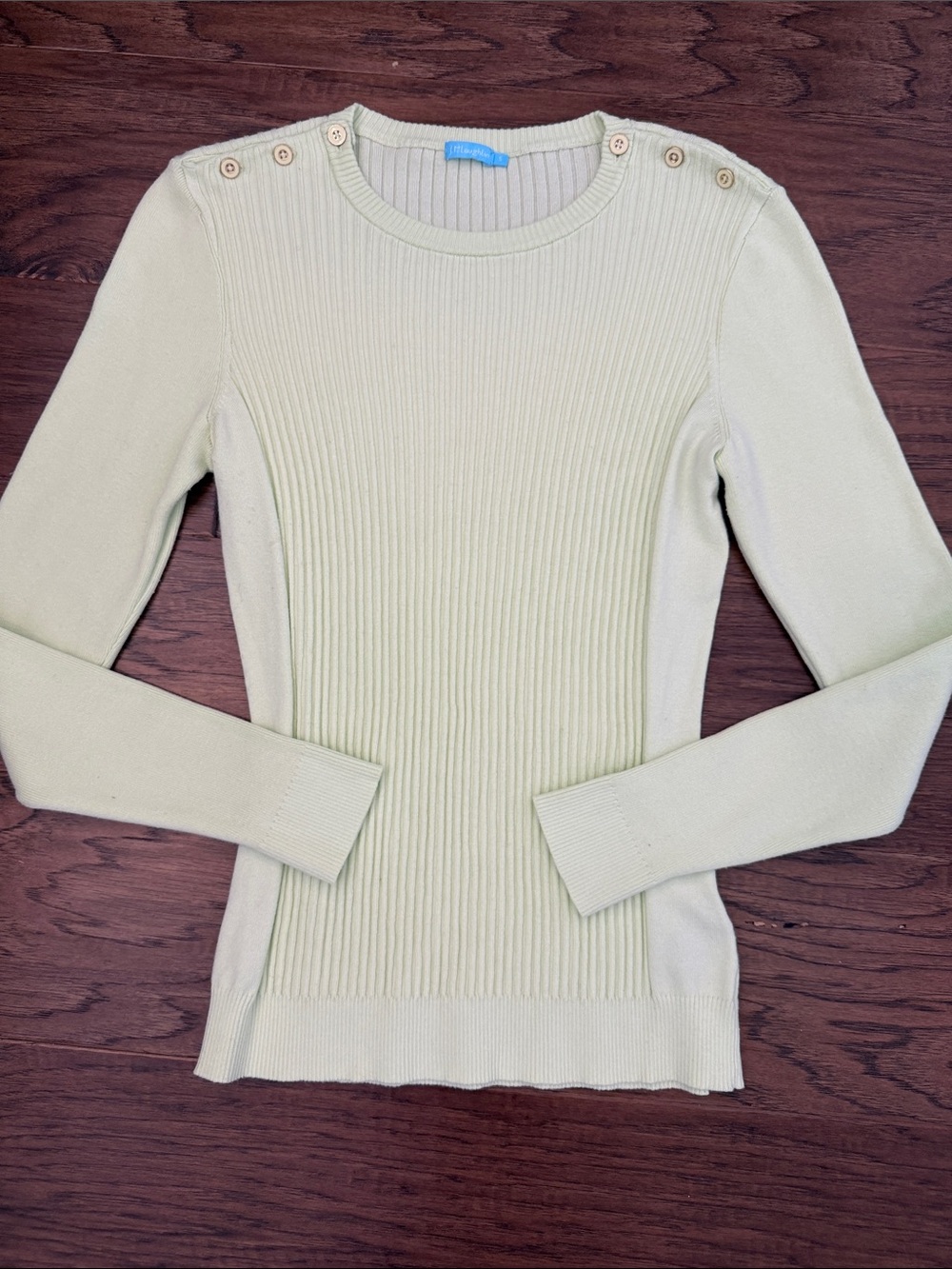 J. McLaughlin Quiet Luxury Jamey Light Mint Ribbed Crewneck Sweater S-